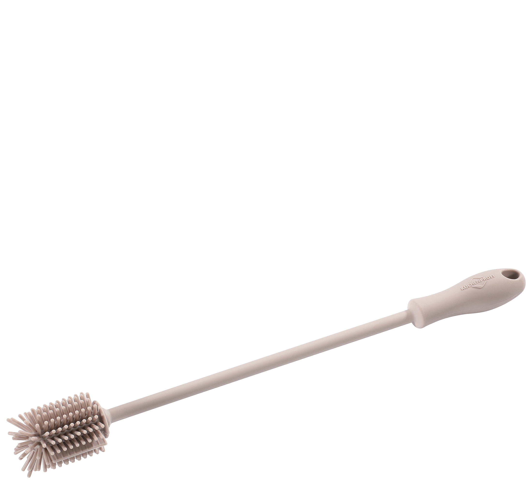 Flaschenbürste, hellgrau mit Stahlkern Silikon, hitzebeständig bis 270 Grad 