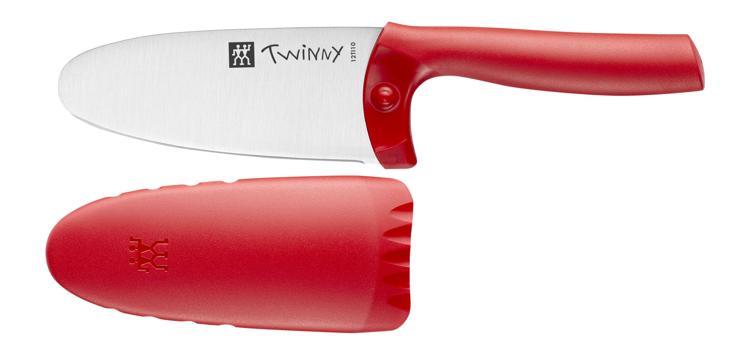 ZWILLING Twinny Kinder-Kochmesser 10 cm, Rot, mit Messerscheide und Fingerschutz 