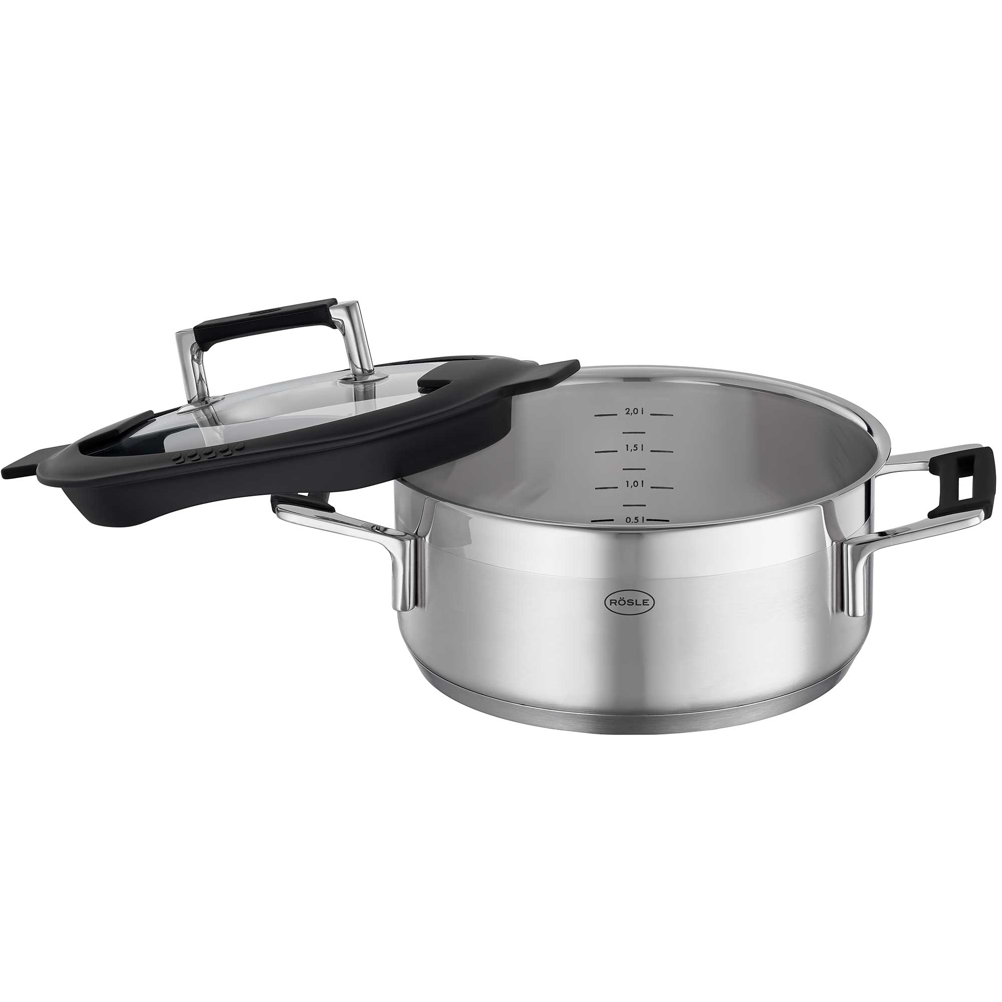 Bratentopf 20 cm SILENCE PRO mit Deckel, Edelstahl Gekapselter Boden mit Aluminiumkern 