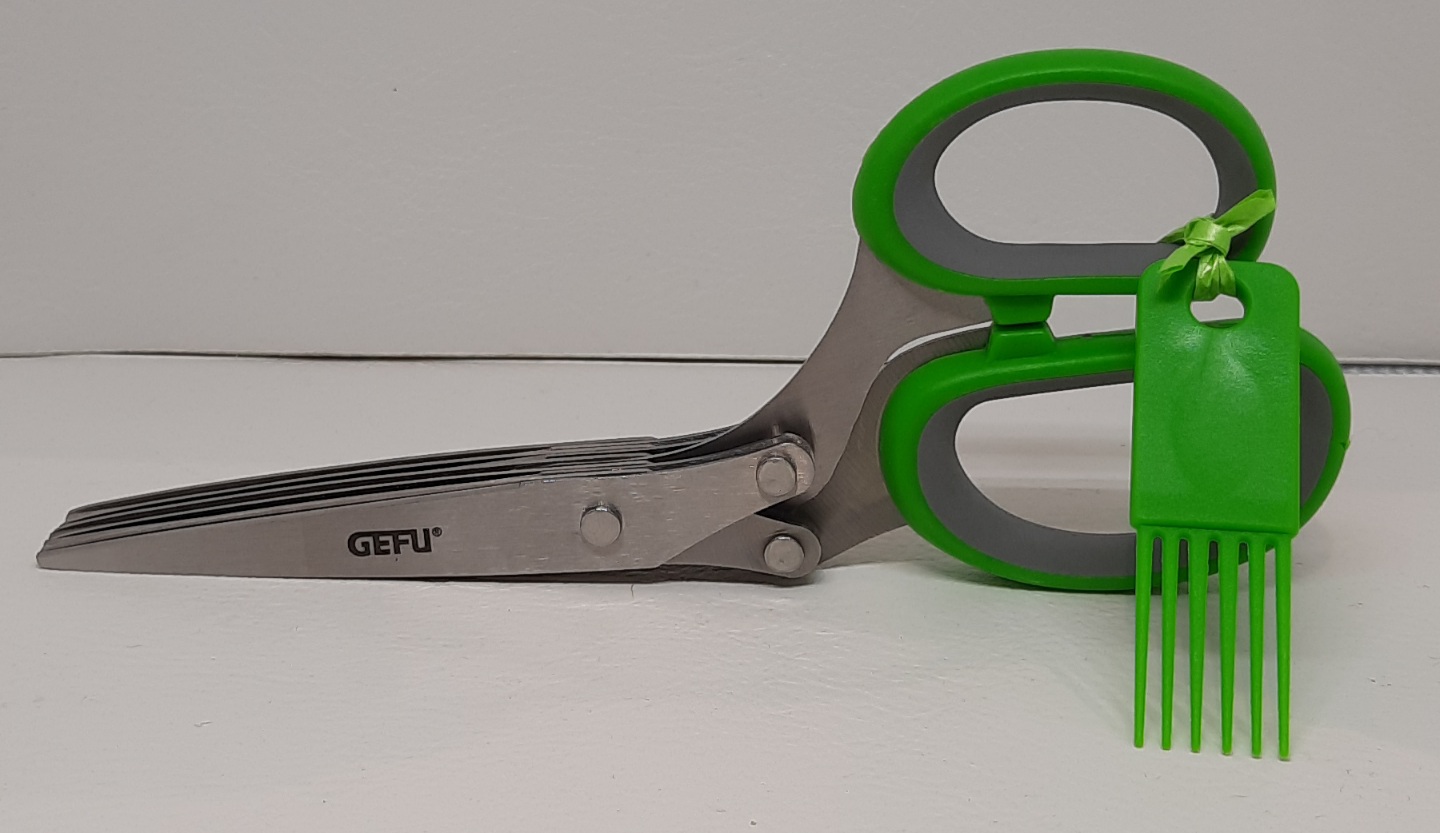 Kräuterschere CUTARE, grün inkl. Reinigungskamm 5-fach Klinge,schonendes Zerkleinern der Kräuter