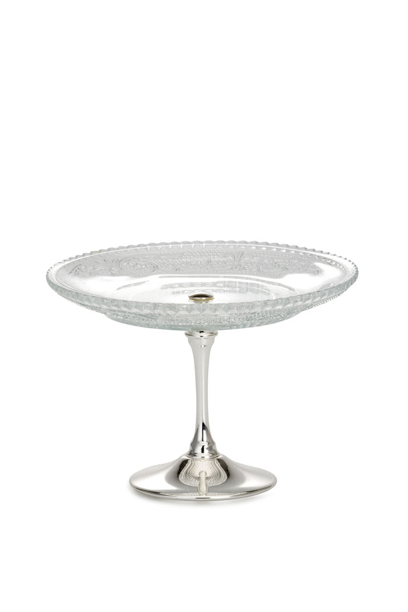 Konfektschale Glas auf Fuß versilbert,Höhe 11,0 cm x Ø 15,0 cm