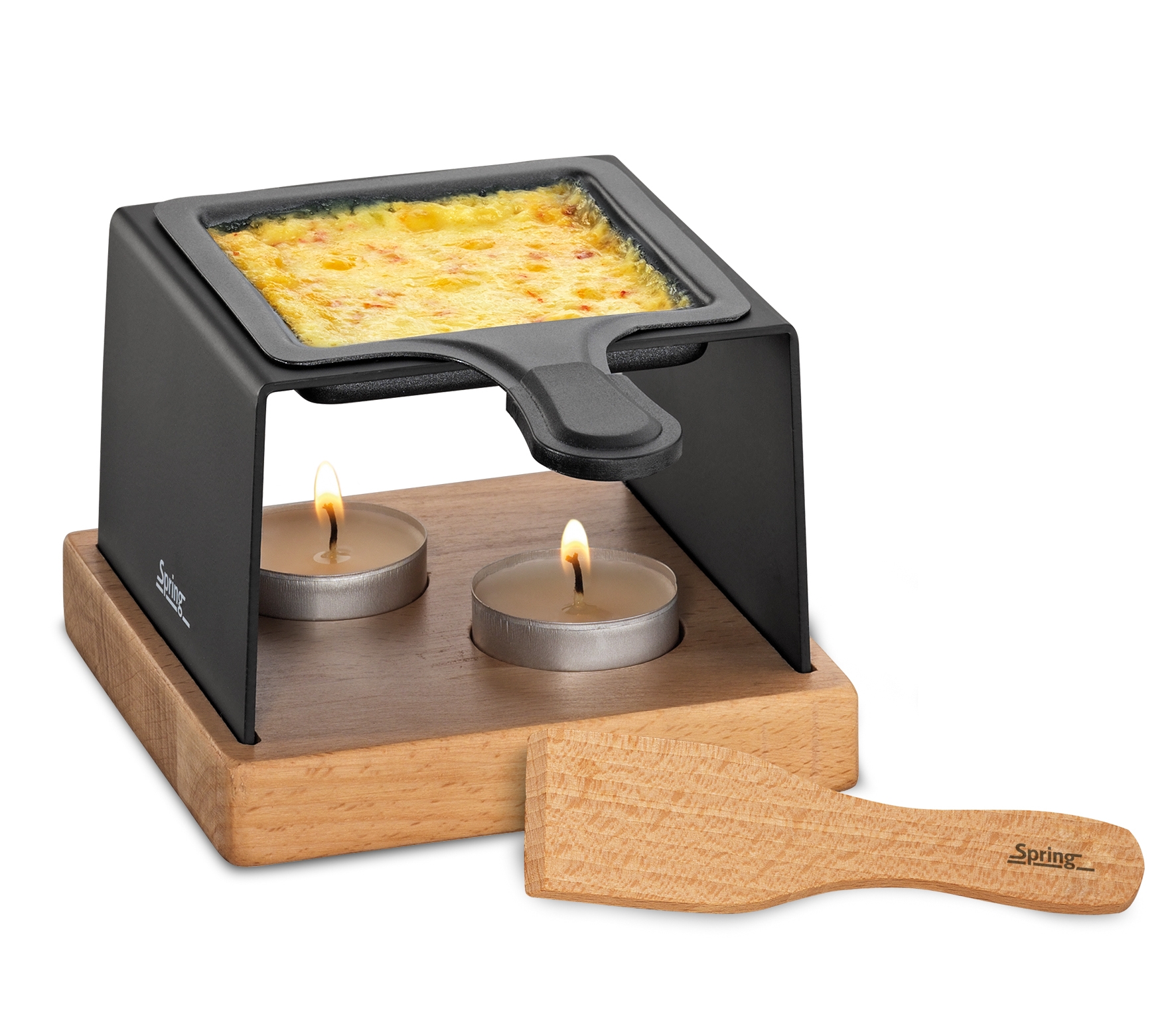 Käse Raclette GOURMET 1er robustes Buchenholz + beschichtetes Pfännchen