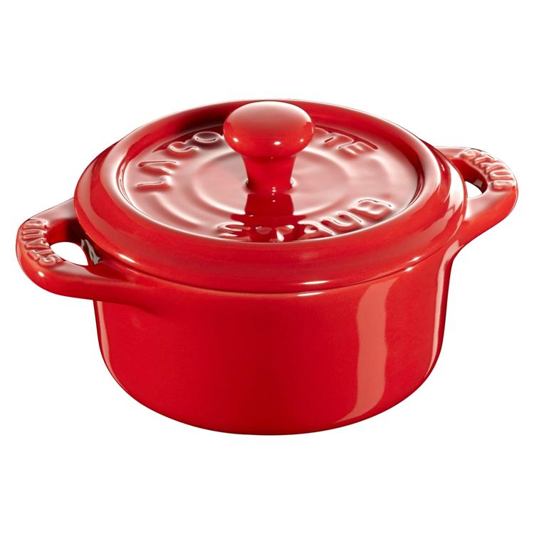Mini Cocotte 10 cm, rund, Kirsch-Rot Keramik