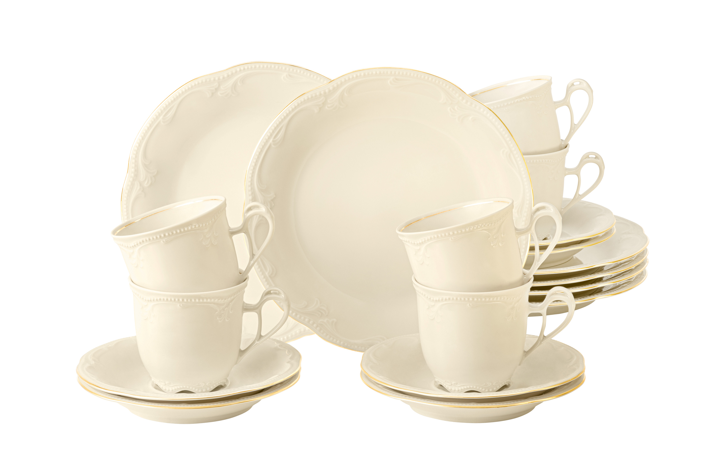 Rubin cream Goldrand Kaffeeset18-teilig Porzellan made in Germany