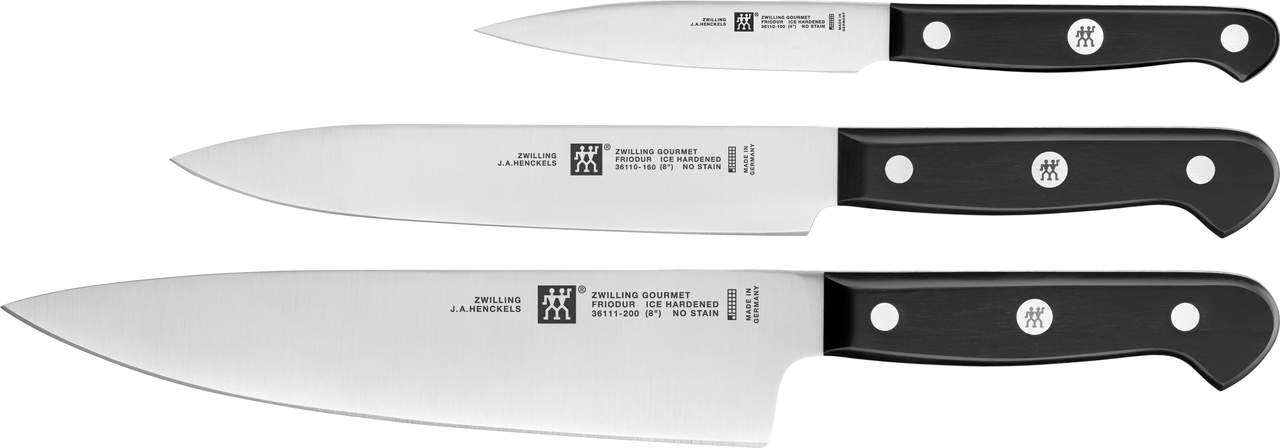 Messerset, 3-tlg Gourmet Kochmesser20,Fleischmesser 16,Spickmesser10 cm 