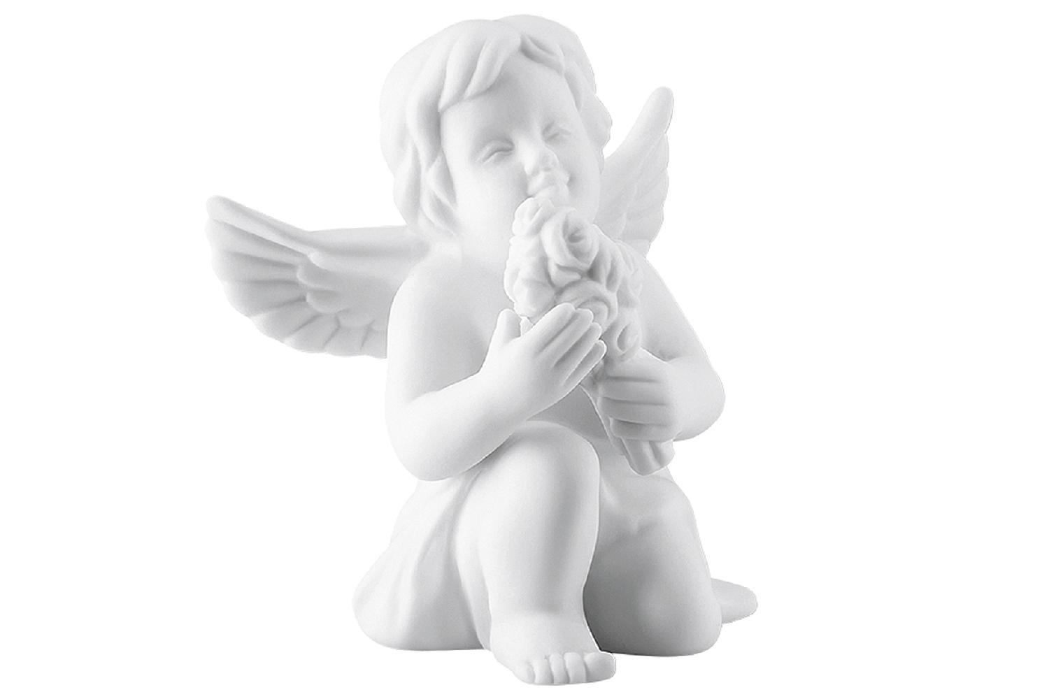 ROSENTHAL Engel mit Blumen weiß matt 6cm  Porzellan weiß matt H 6 cm  