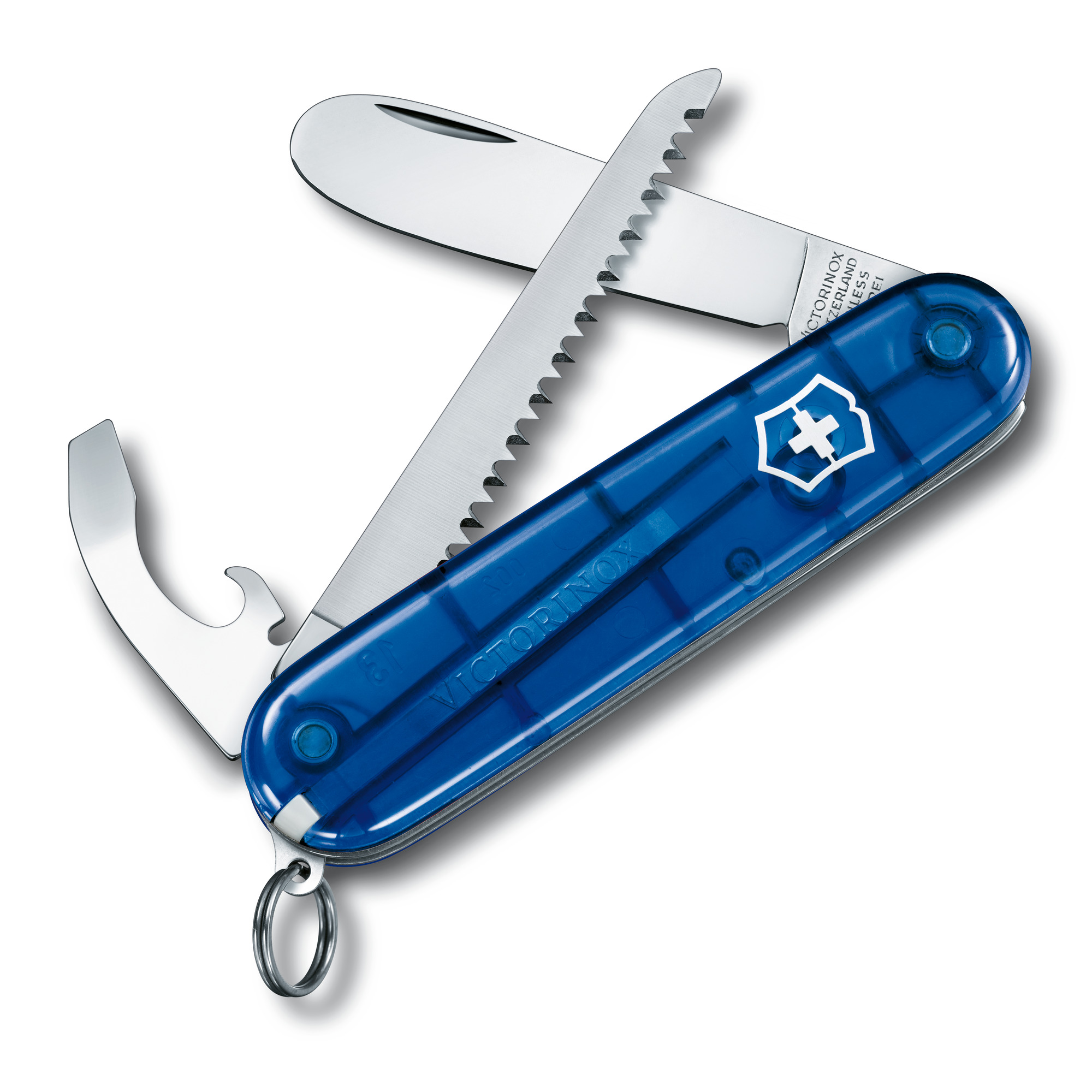 Taschenmesser first 9 Funktionen 84mm blau blau transparent mit 9 Funktionen incl.Säge 