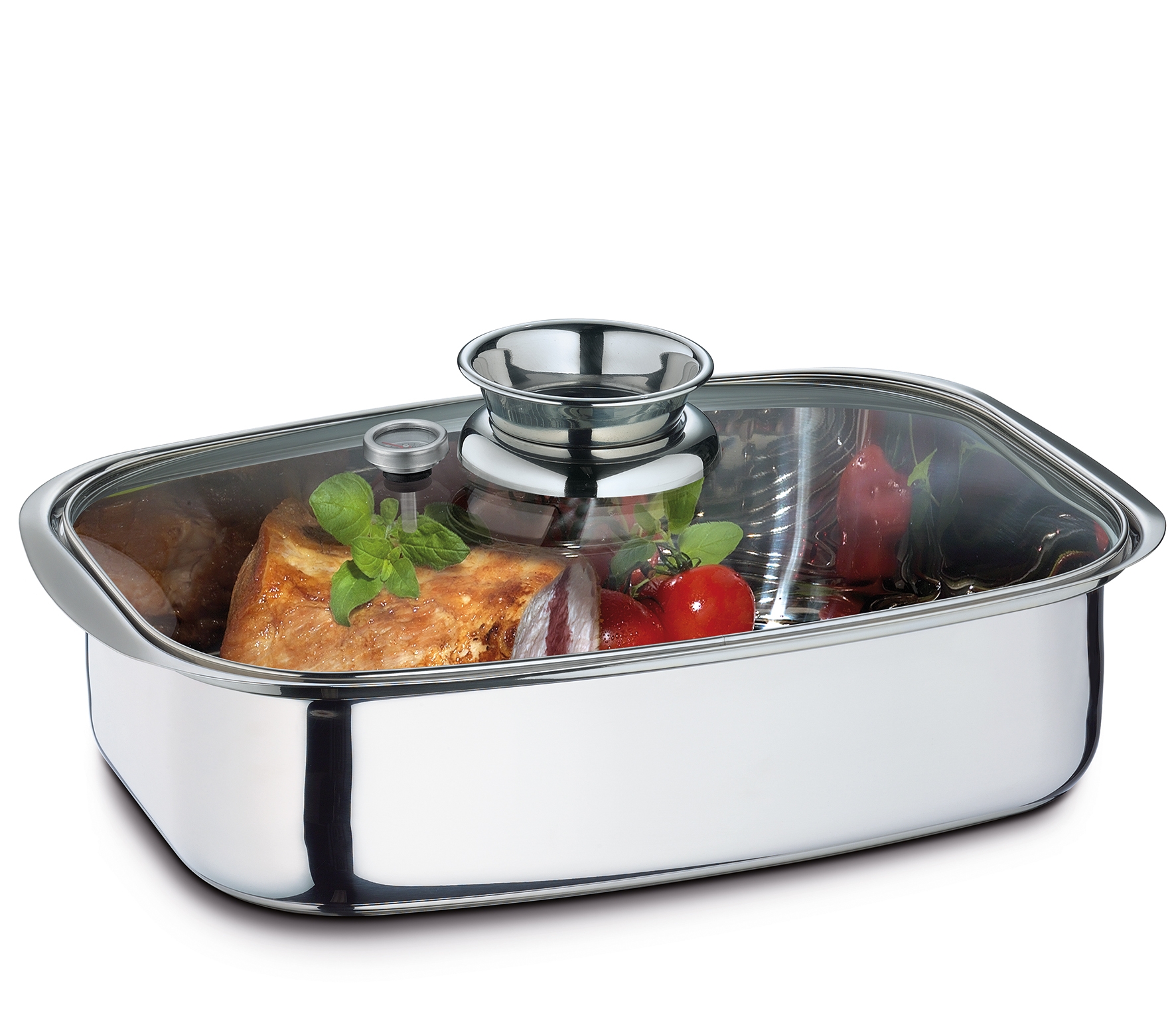 Aromabräter/ Dampfgarer edelstahl 6 Liter Braten, Schmoren, Dünsten, Dämpfen