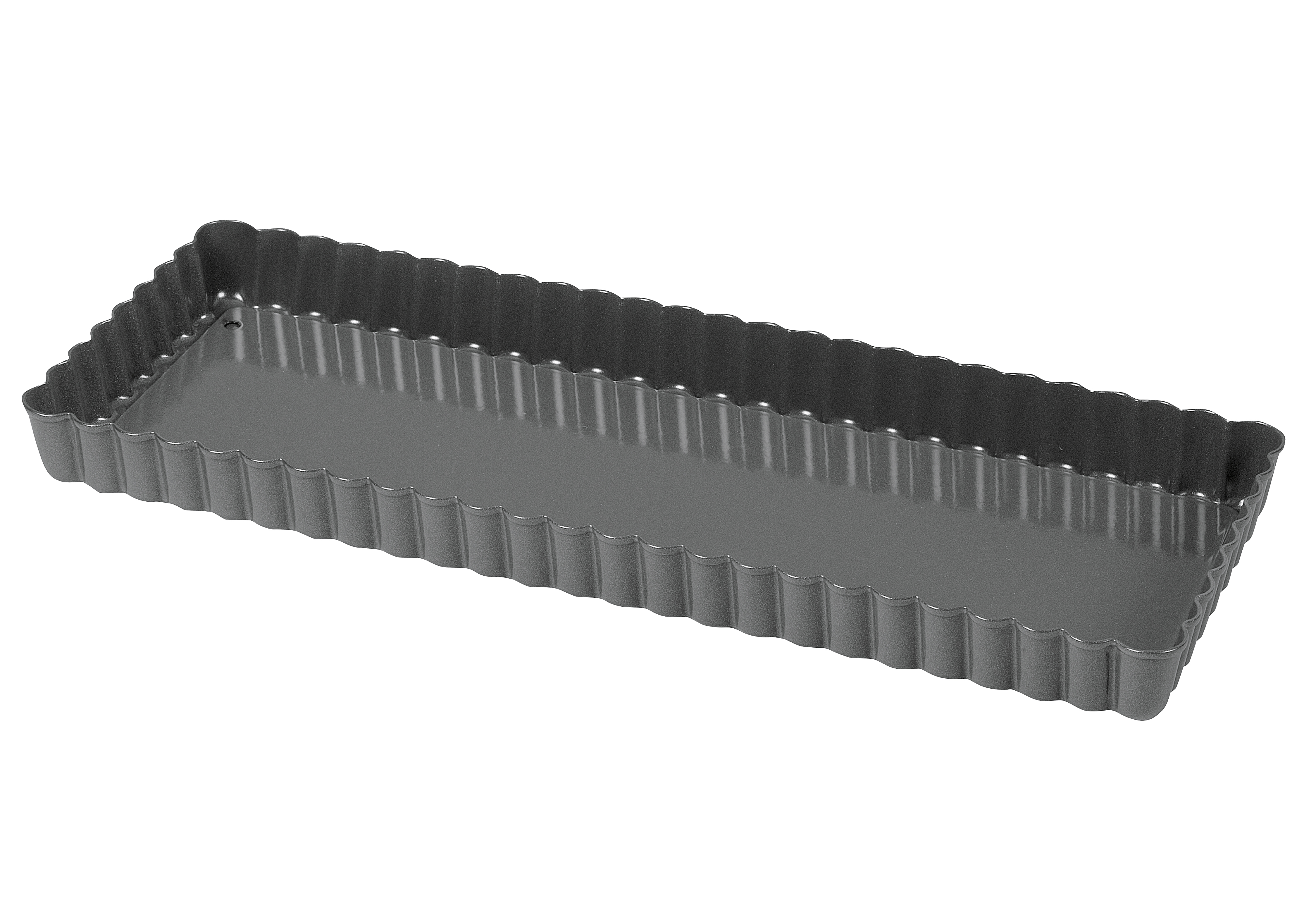Quiche-/ Obstkuchenform Plus rechteckig 35x13cm antihaftbeschichtet, herausdrückbarer Emailleboden 
