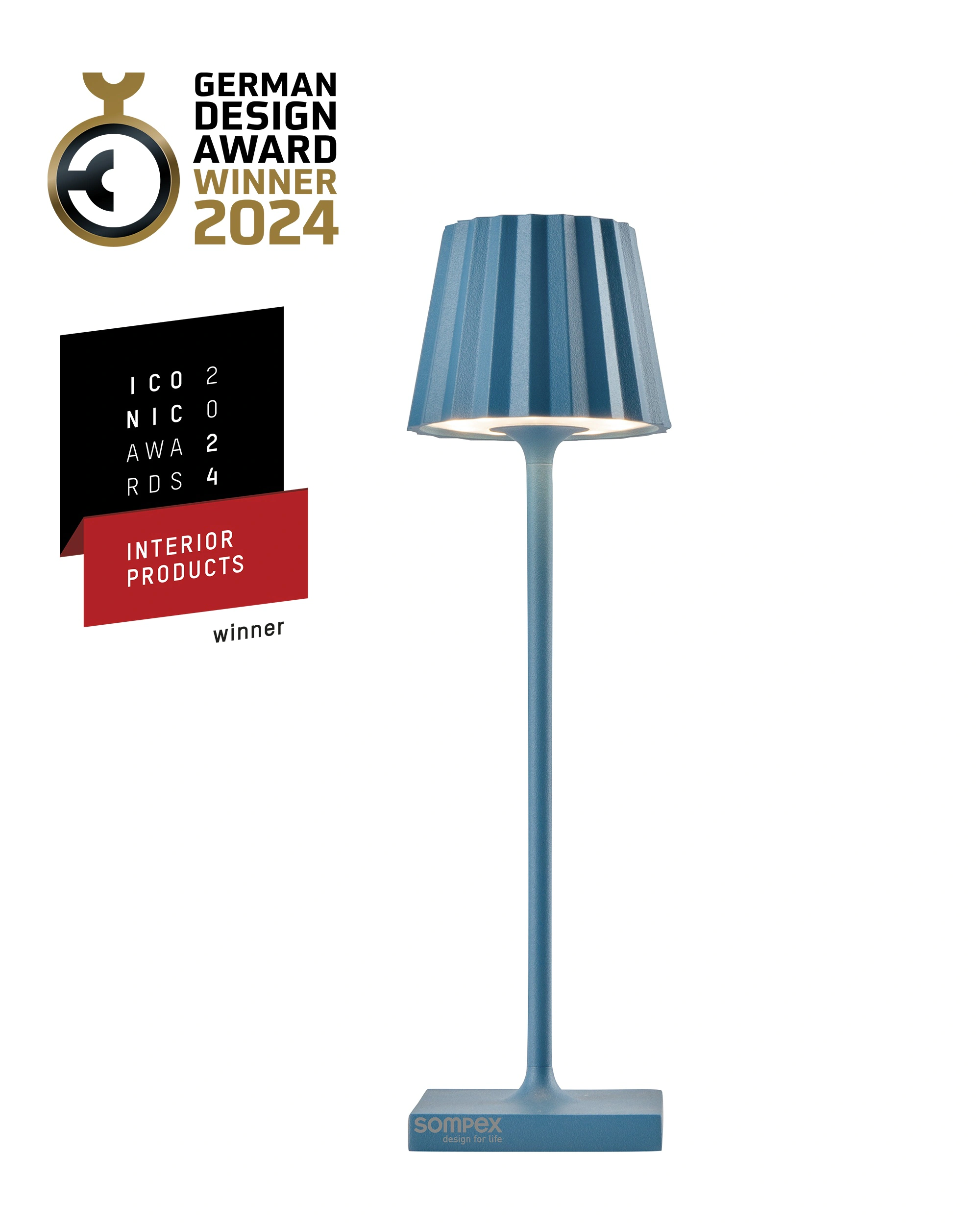 TROLL NANO - blau, Akku-Tischleuchte Indoor & Outdoor, dimmbar, 2 Lichtfarben, inkl. Ladestation 