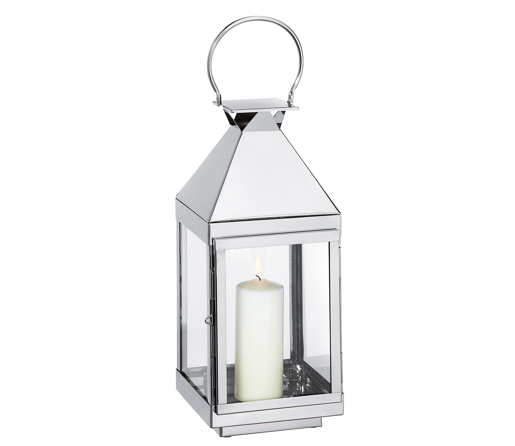 Laterne VILLA Edelstahl / Glas 45cm hoch robuster Edelstahl , für innen und außen