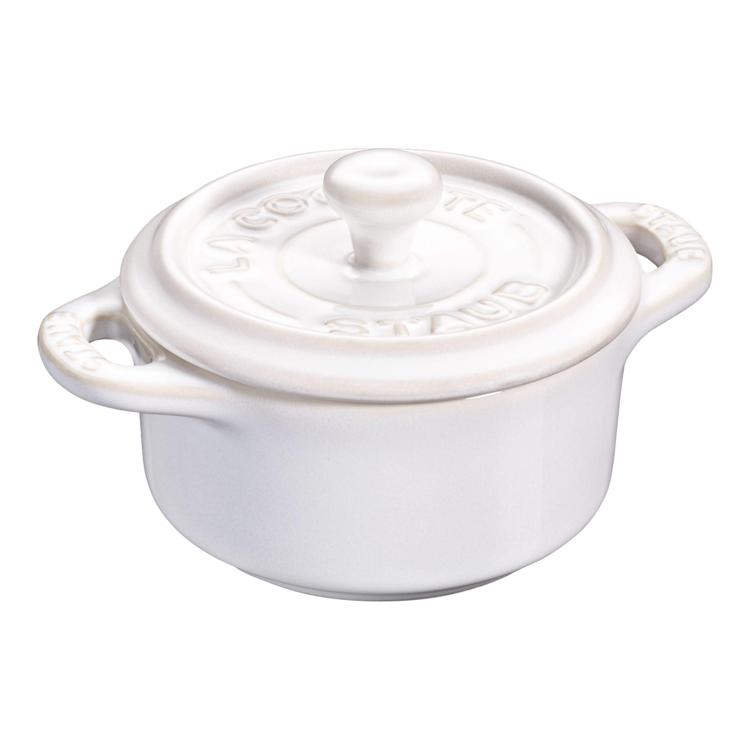 Mini Cocotte 10 cm, rund, Elfenbeinweiß Keramik