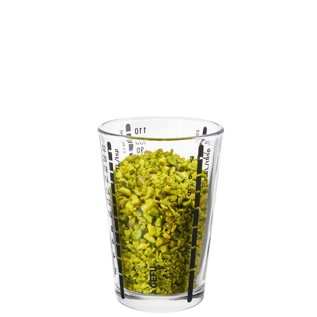 Mini Messbecher MESSI, 100 ml Glas, spülmaschinengeeignet 