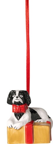 Ornamente Hund mit Geschenk Porzellan Baumhänger 