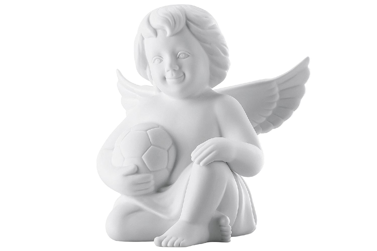 ROSENTHAL Engel mit Fussball weiß matt 14cm  Porzellan weiß matt H 14 cm  