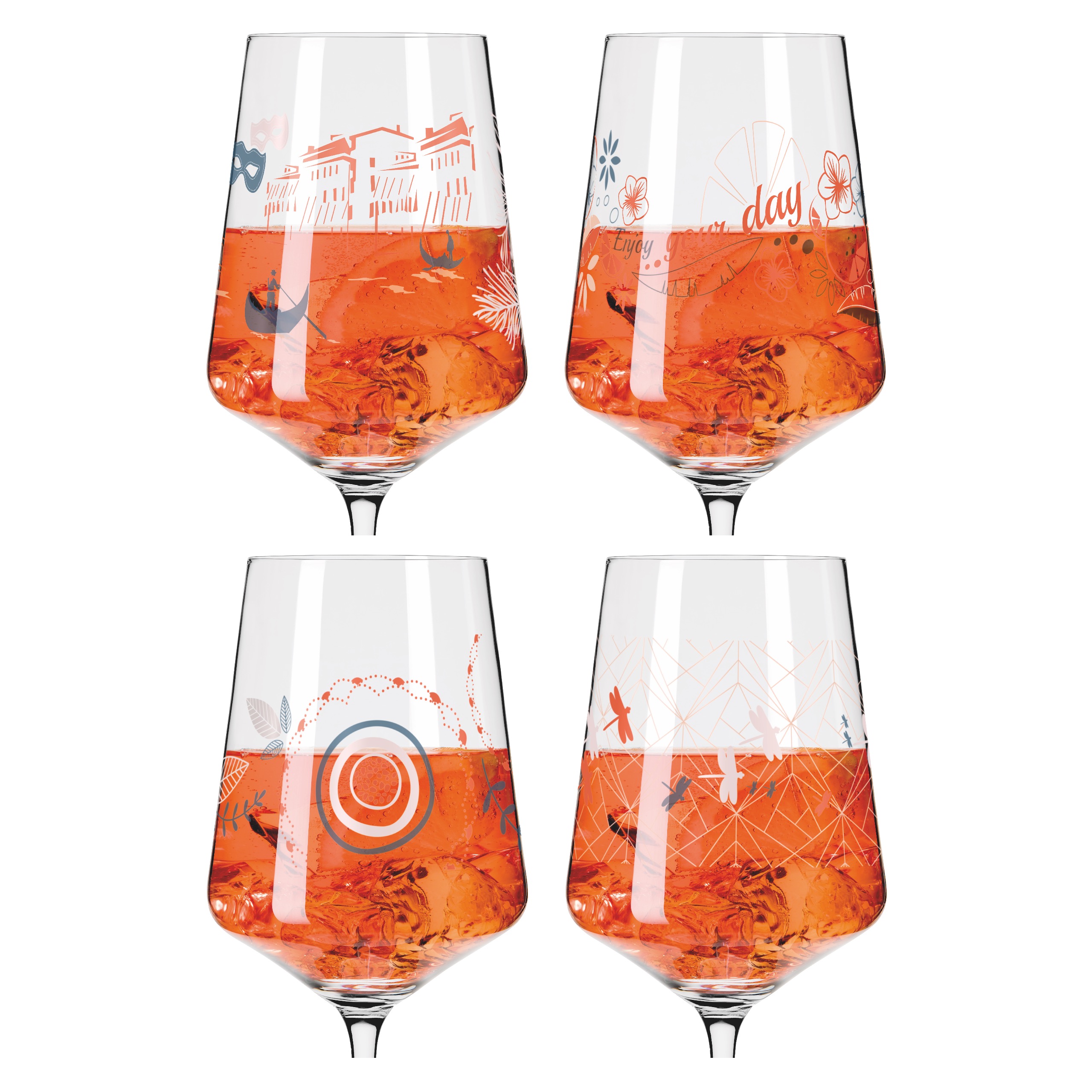 Sommerrausch Aperizzo Glas 4er Set Aperitifglas&#8208;Set für Spritz&#8208;Getränke,  