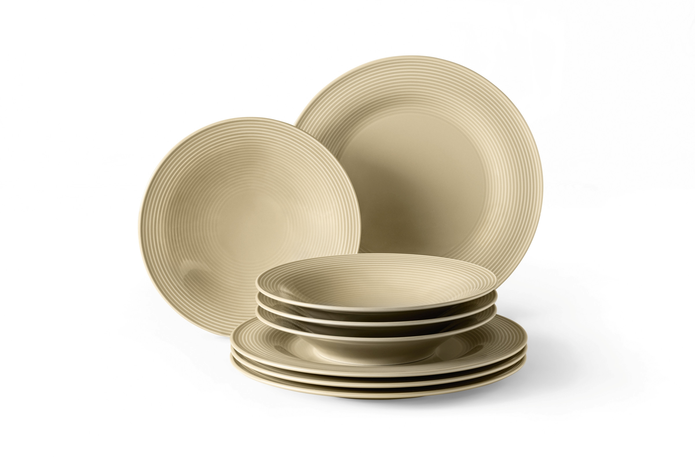 Beat Color Glaze Sandbeige Tafelservice 12tlg. jeweils 6 Speisegedecke 2 tlg. 