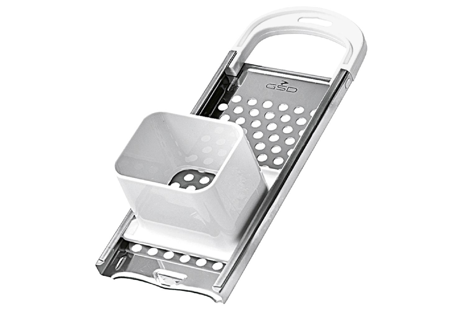 Spätzle-Hobel Lange Spätzle Hobel aus Edelstahl, Griff &Teigbehälter aus weiße 