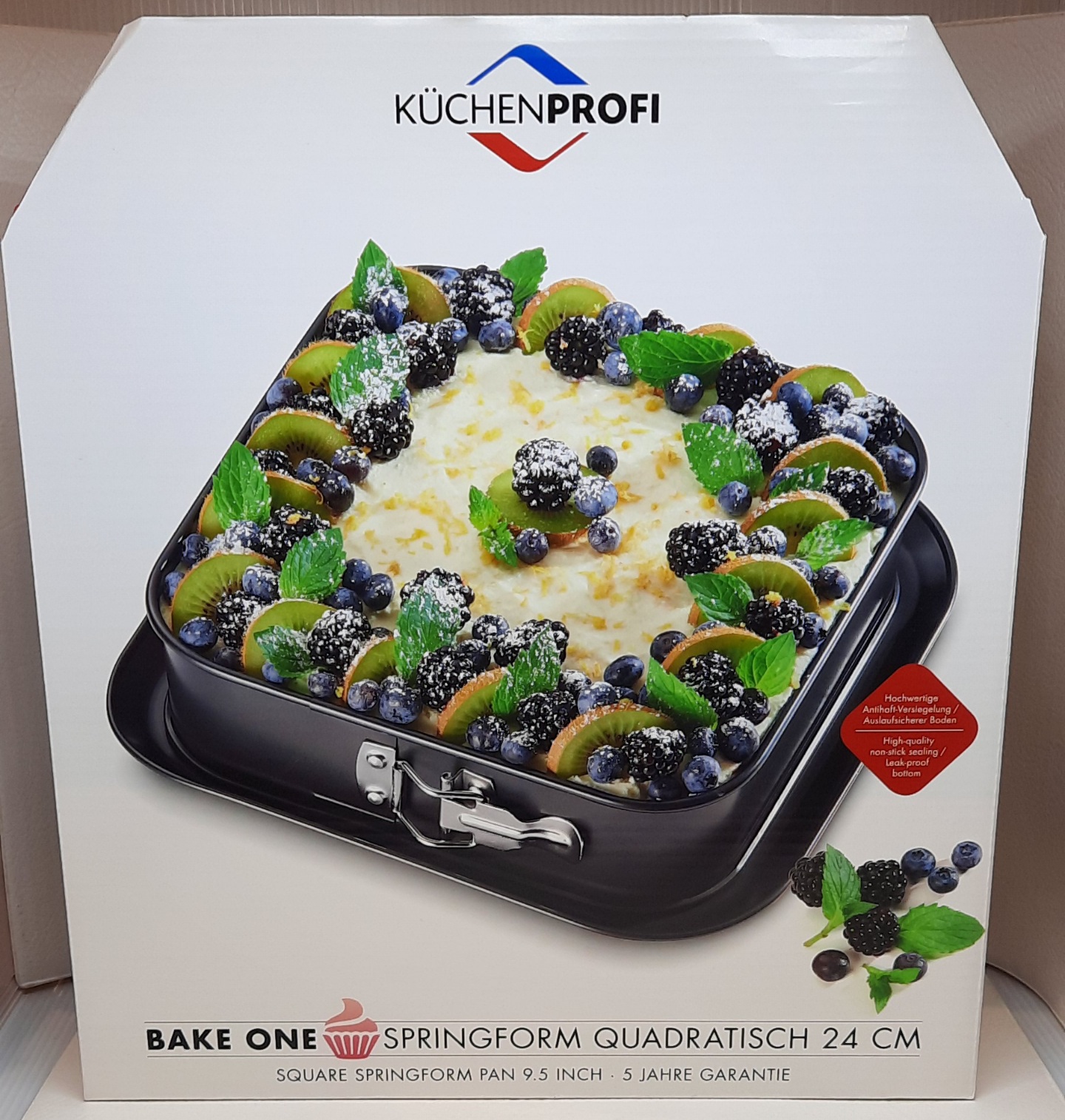 Springform quadratisch 24*24 Hitzebeständig bis 230 Grad, Auslaufsicherer Boden 