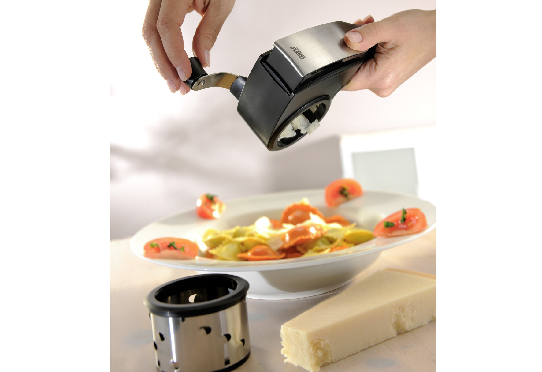  Trommelreibe   Pecorino    2 LASER CUT Trommeln grob u.fein 