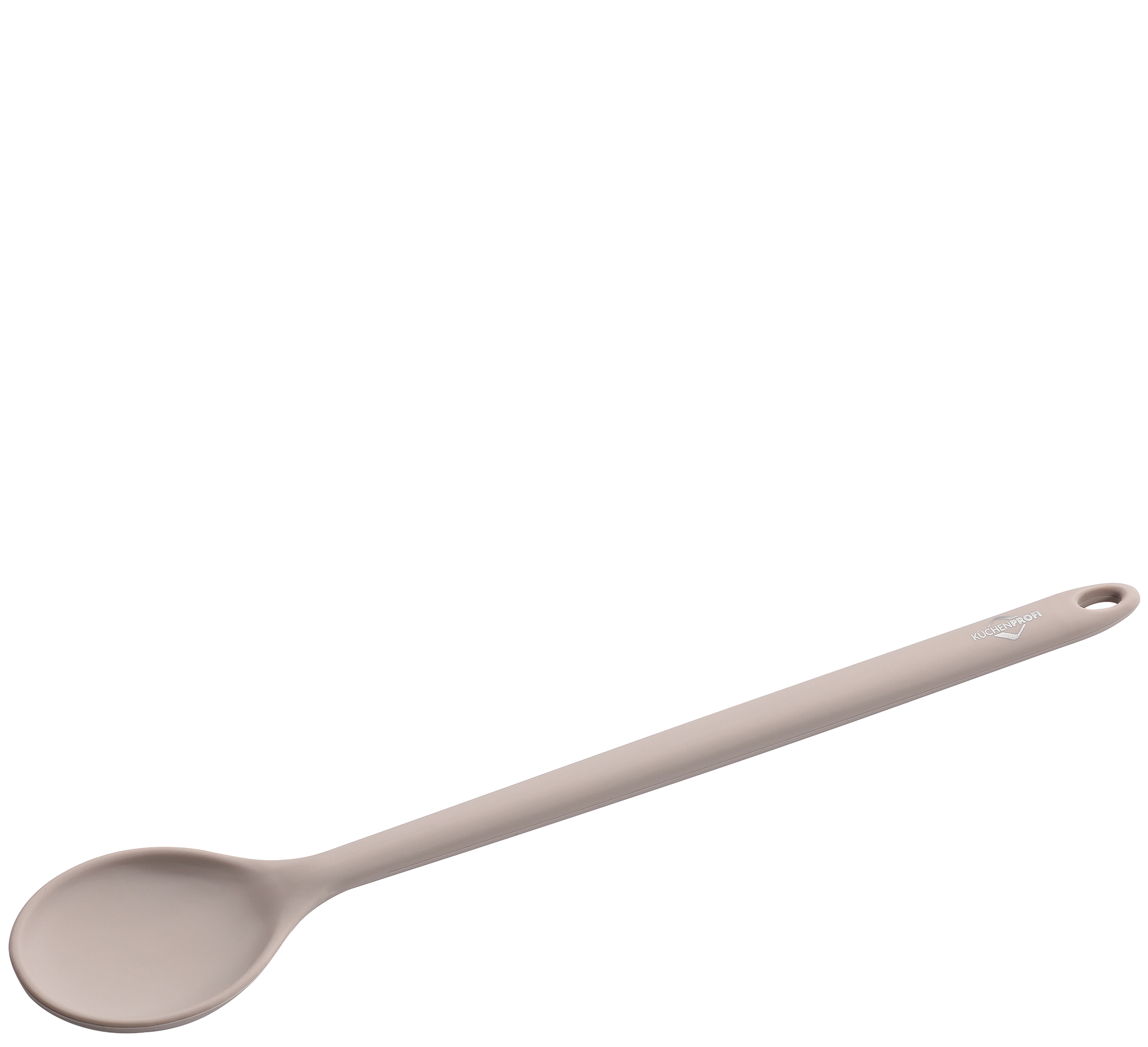 Kochlöffel, hellgrau mit Stahlkern Silikon, hitzebeständig bis 270 Grad