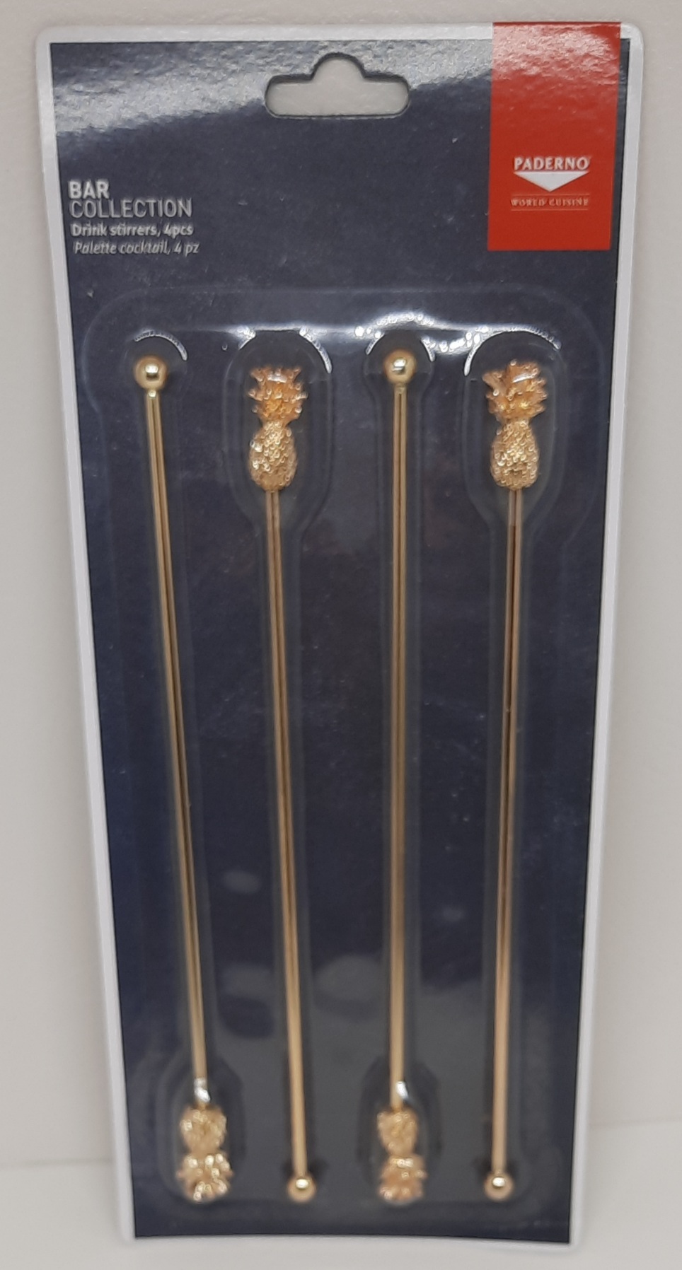 Cocktailrührer 4 Stück im Set ANANAS Edelstahl/PVD Gold 18,5 cm