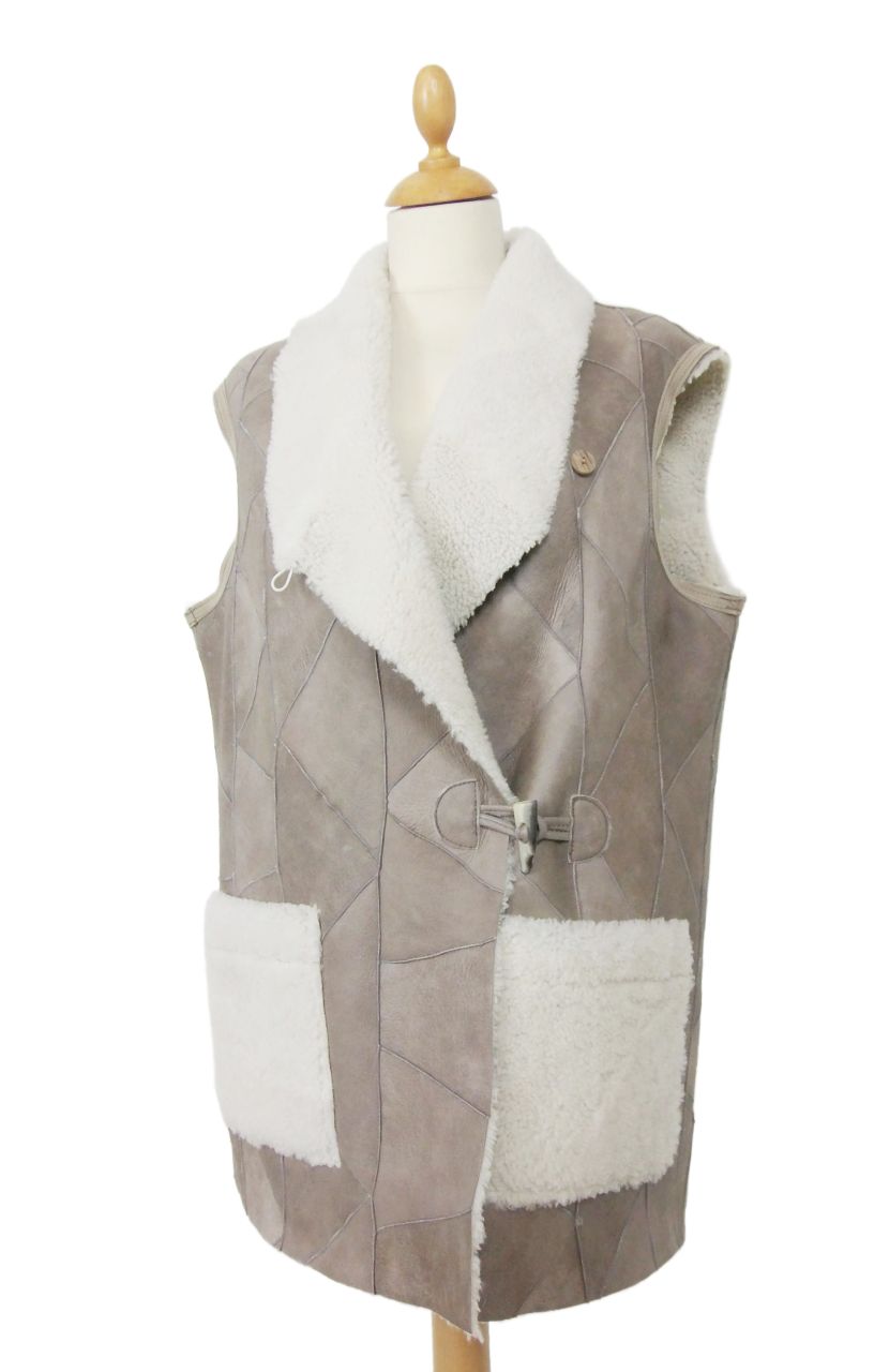 lange Damenweste, curly Lammfellweste 44