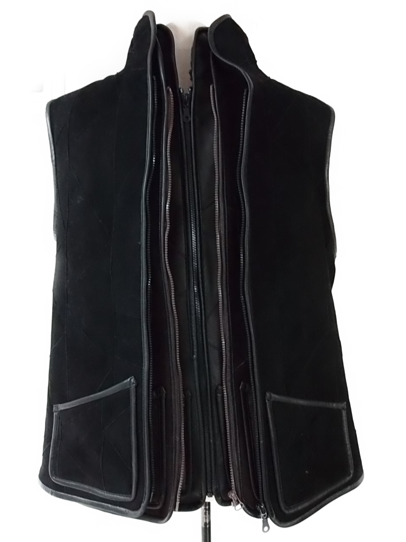 Herren Patchworkweste mit Kragen Schwarz 54