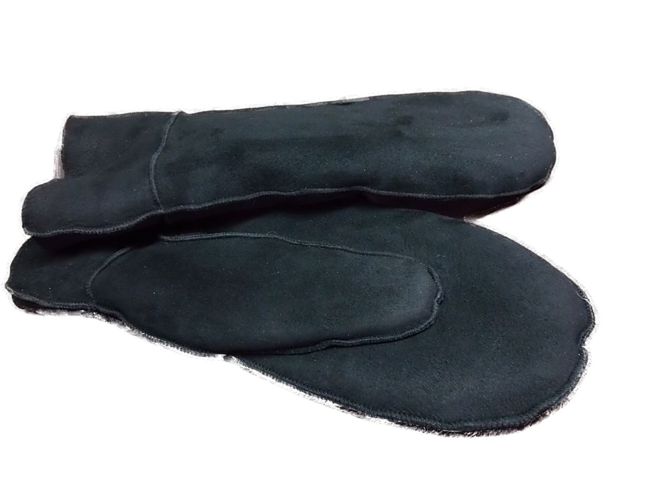 Fellhandschuhe, Fausthandschuhe, Damen und Herren, Schwarz L