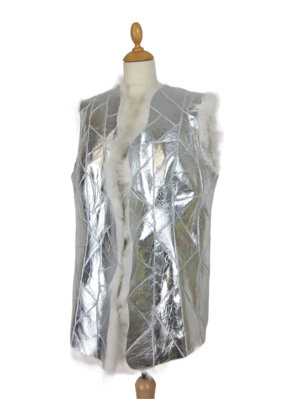silberne Damen Wendeweste Toscanafell Echtfell