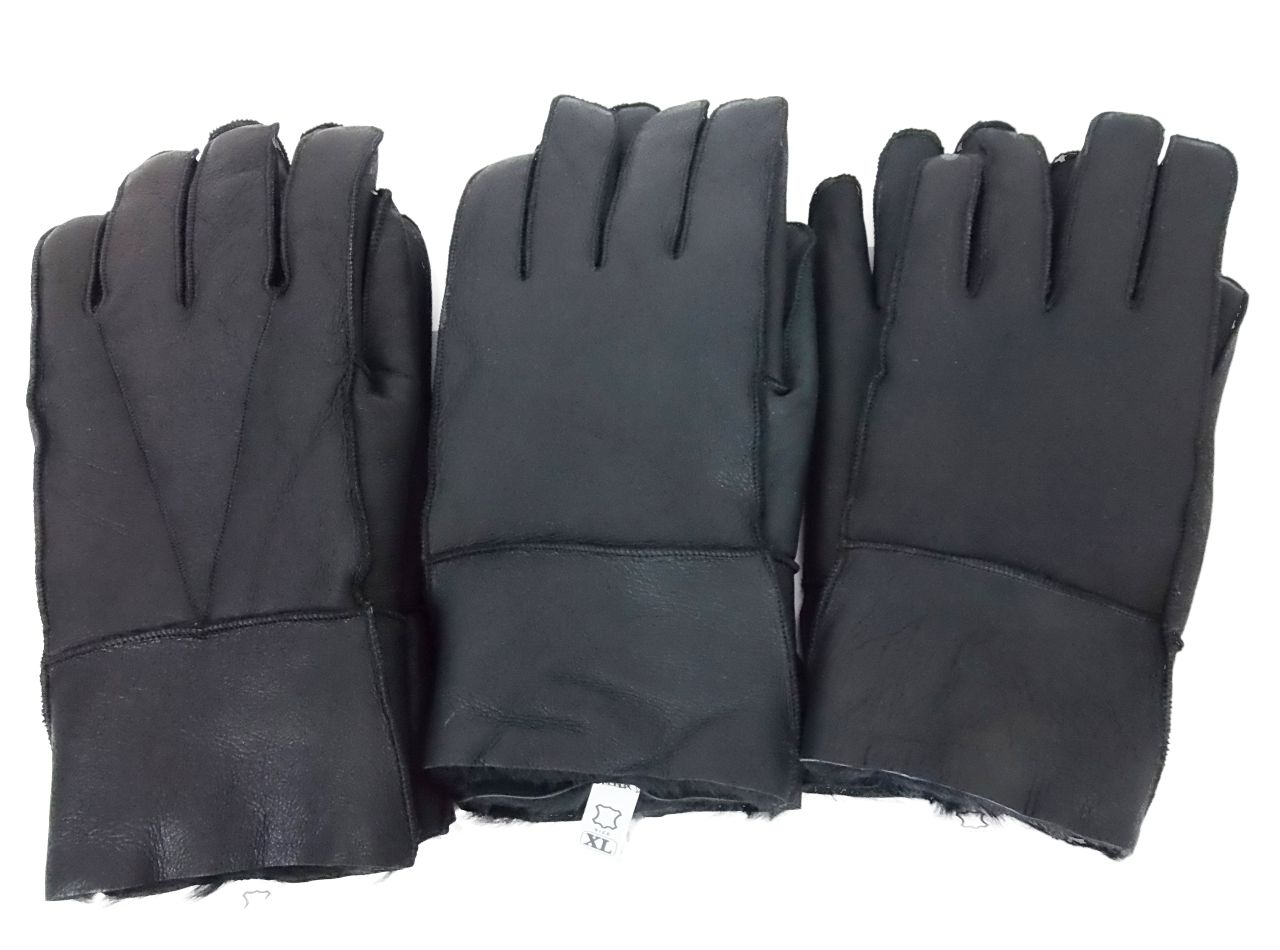 Fingerhandschuhe aus Lammfell, Herren Rauhleder XL