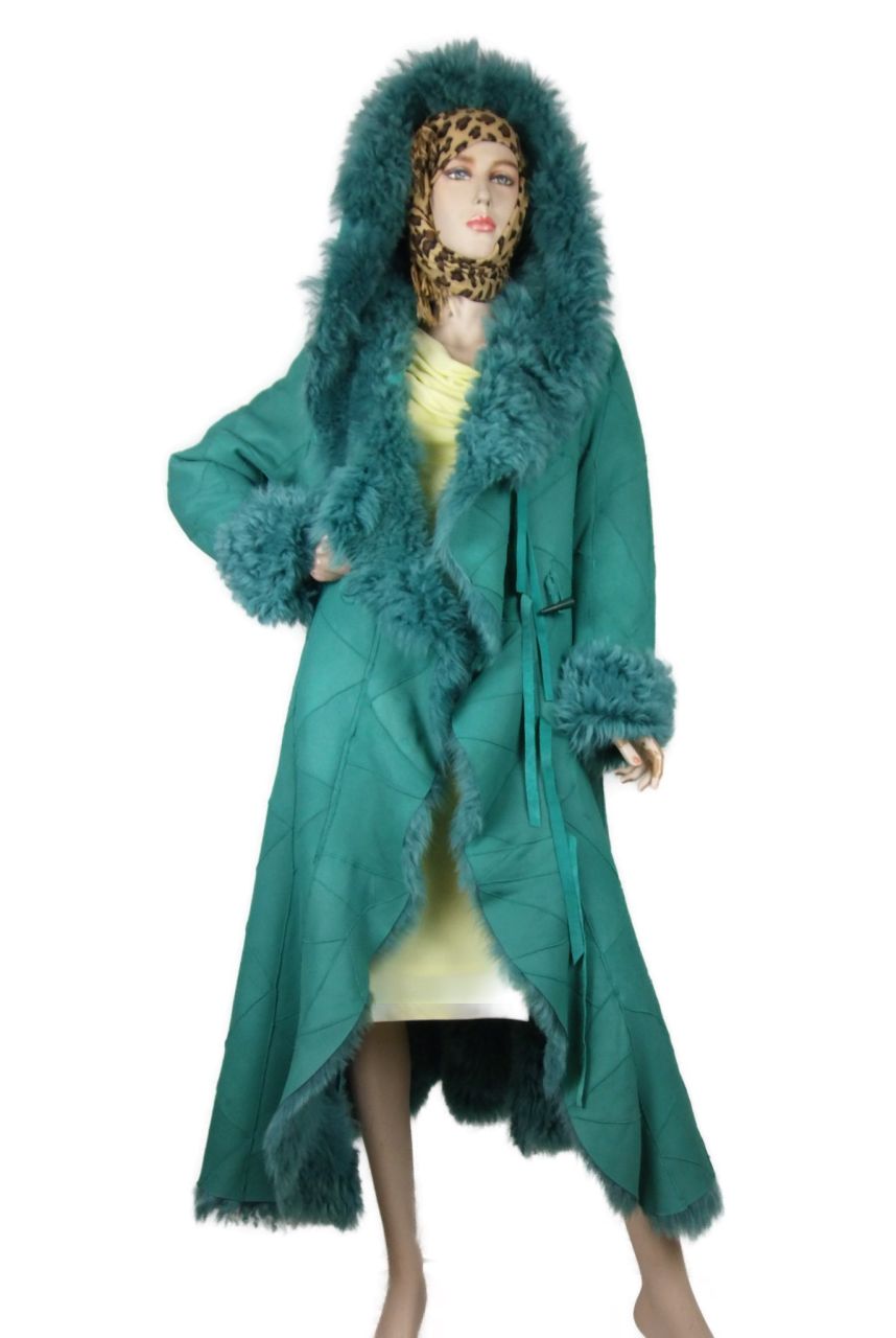 Damen Lammfellmantel Toscana Grasgrün 50