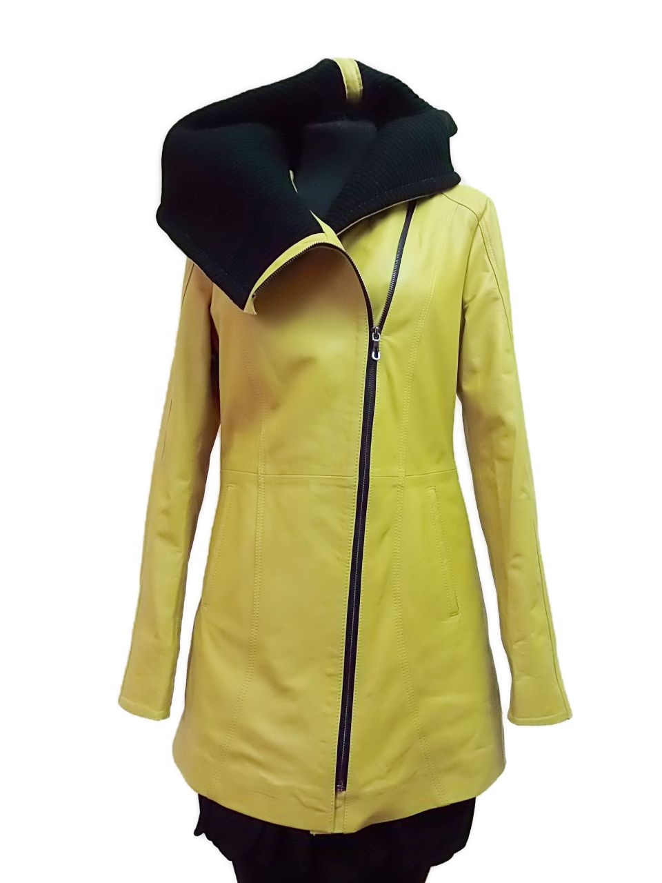 Lederjacke Gelb mit Kapuze ab Gr.:32 38