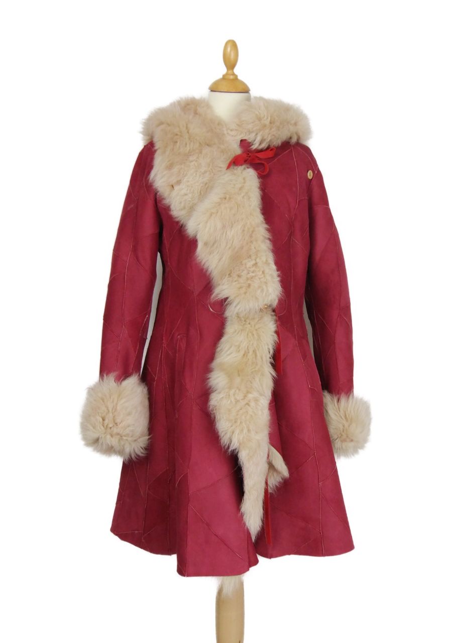 Damen Lammfelljacke, Toscanafell, warmes Rot 42