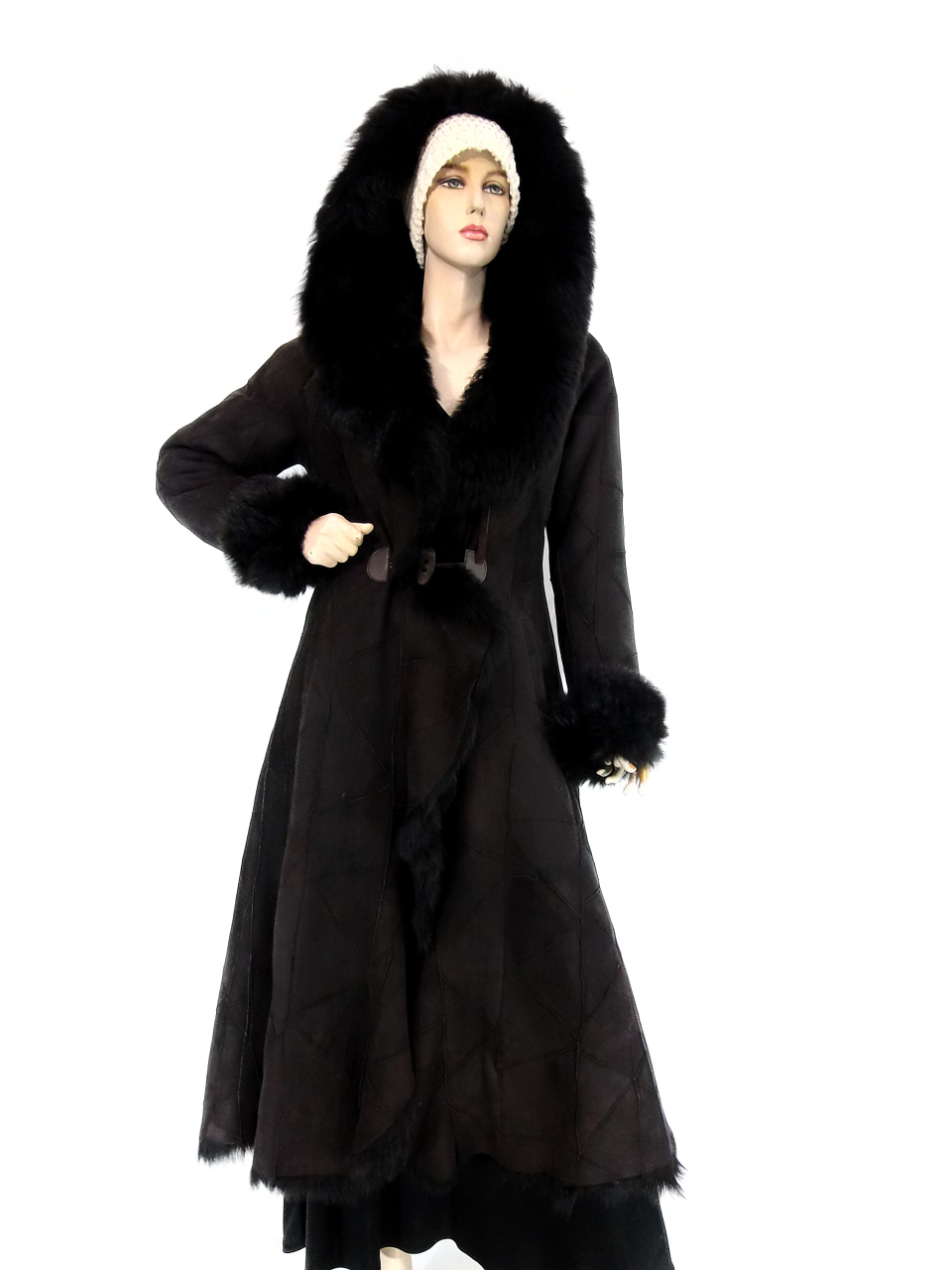 Damen Fellmantel Mantel aus Toscanalammfell, Schwarz,alle Größen 48