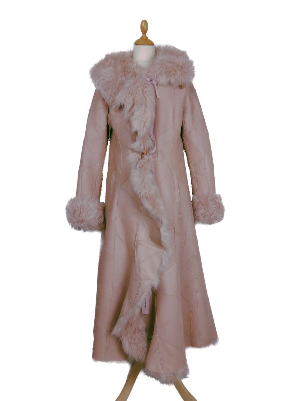 Damen Fellmantel Mantel aus Toscanalammfell, Rosa 46