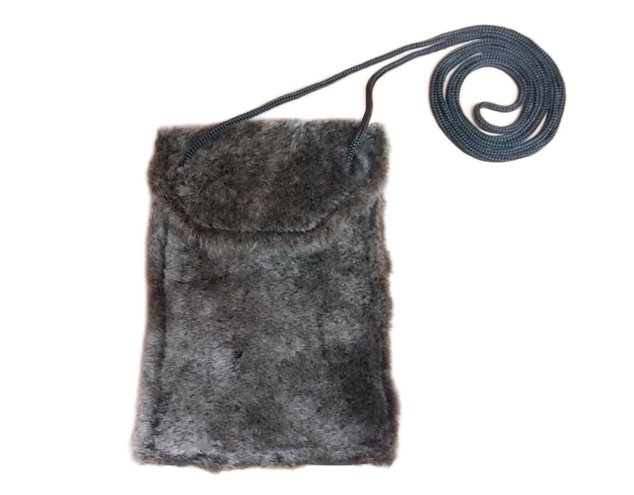 Handytasche aus Lammfell Schwarztöne