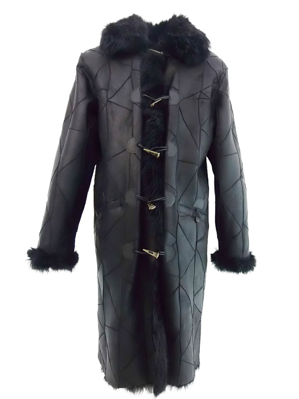 Herren Lammfellmantel Schwarz Nappa mit Kragen 60