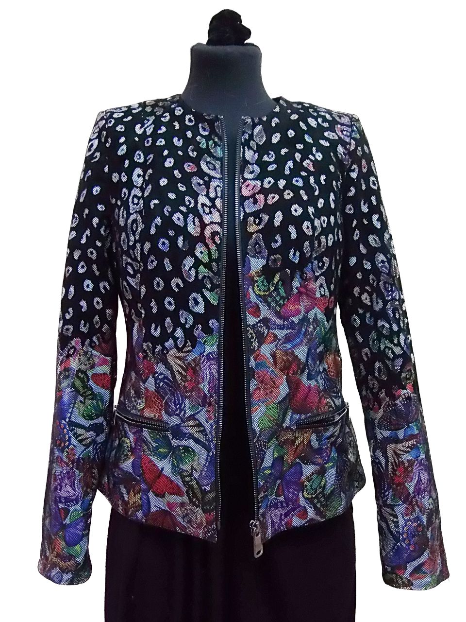 Lederjacke mit Schmetterlingsmotiv 38