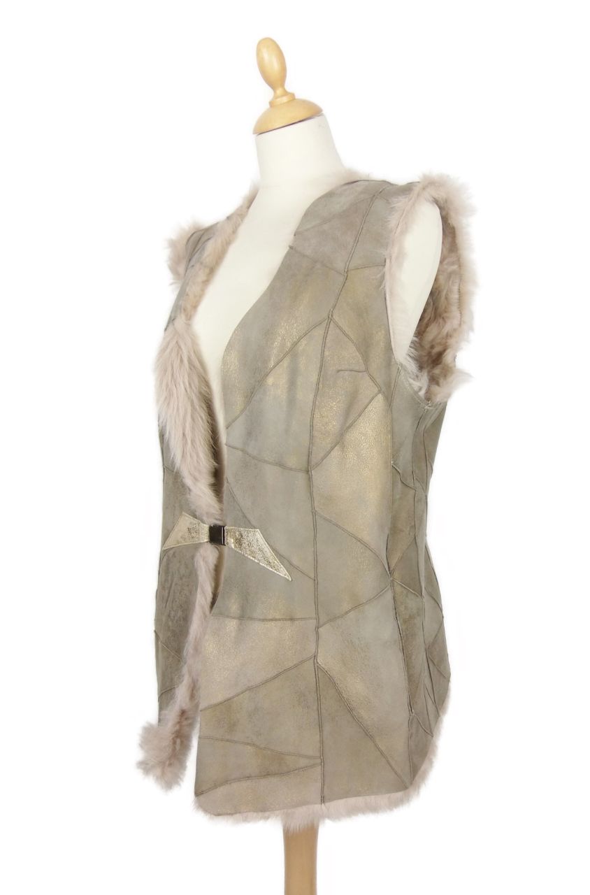 Damen Wendeweste Toscanafell, Gold, Größe 40 