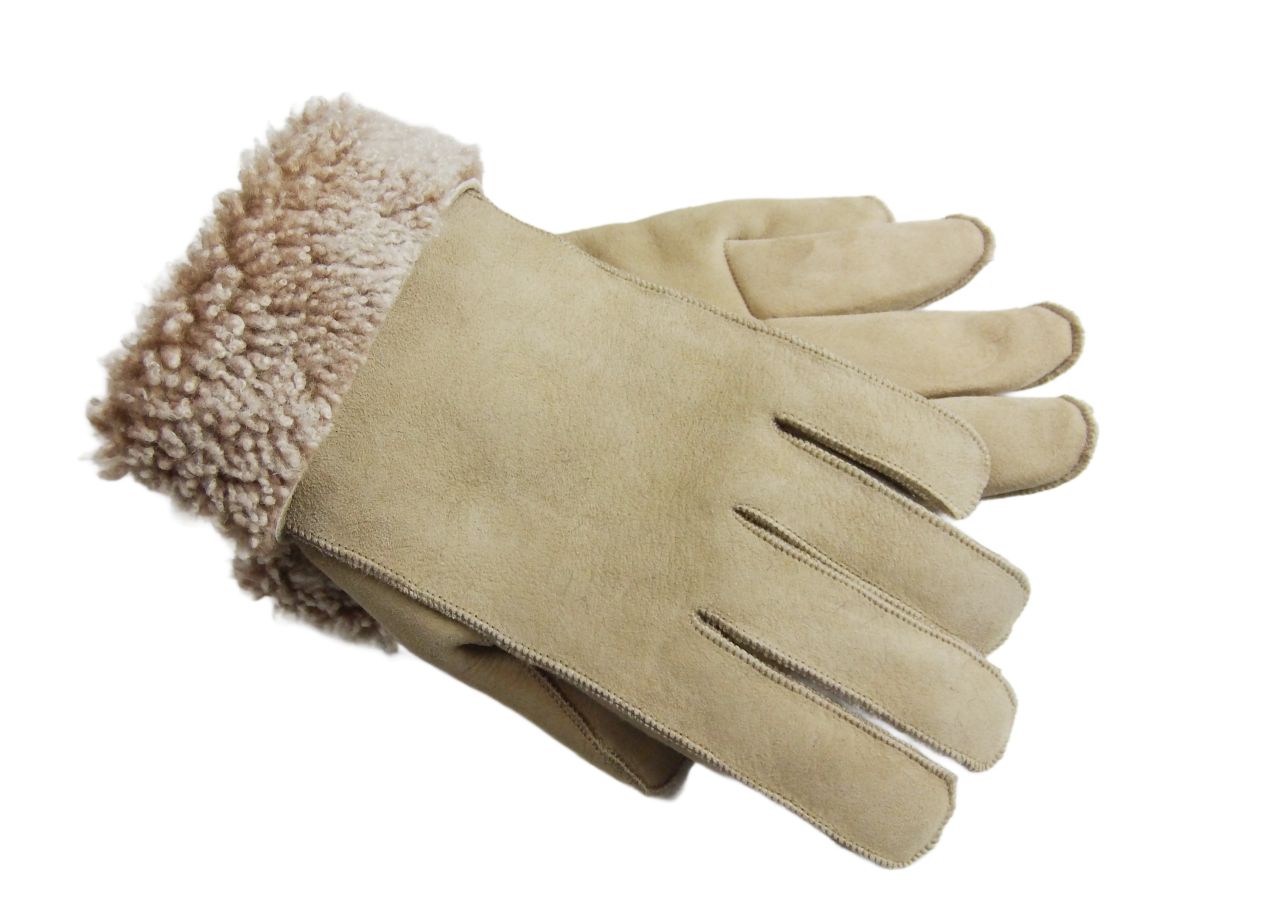 Fellhandschuhe, Damen Fingerhandschuhe, Lammfell, Sandfarben