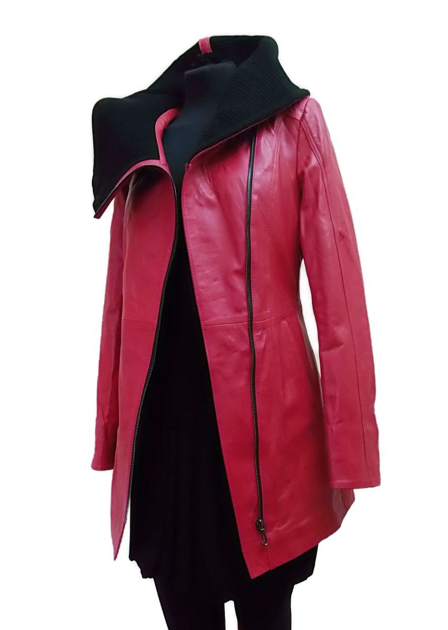 Lederjacke Rot mit Kapuze ab Gr.32 32