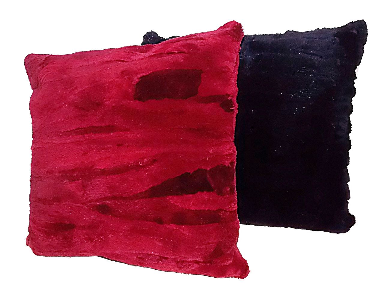 Dekokissen geschorenes Biberfell, Schwarz oder Rot Rot