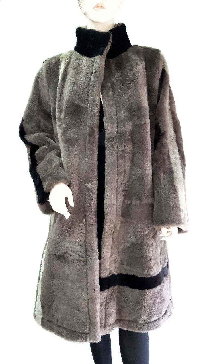 Teddymantel aus echtem Lammfell mit Design,Gr.44