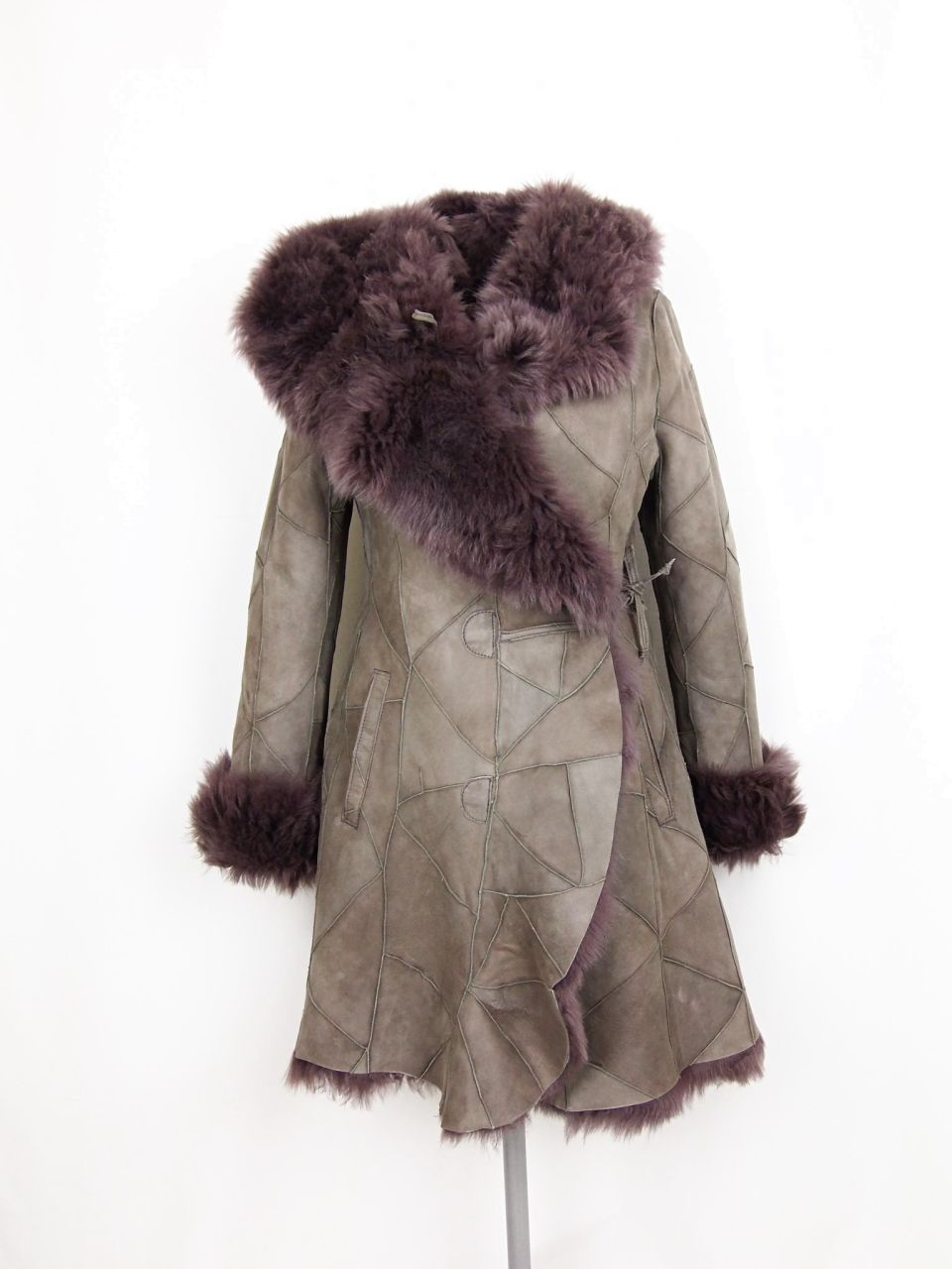 Damen Toscana Lammfelljacke, Grau 44