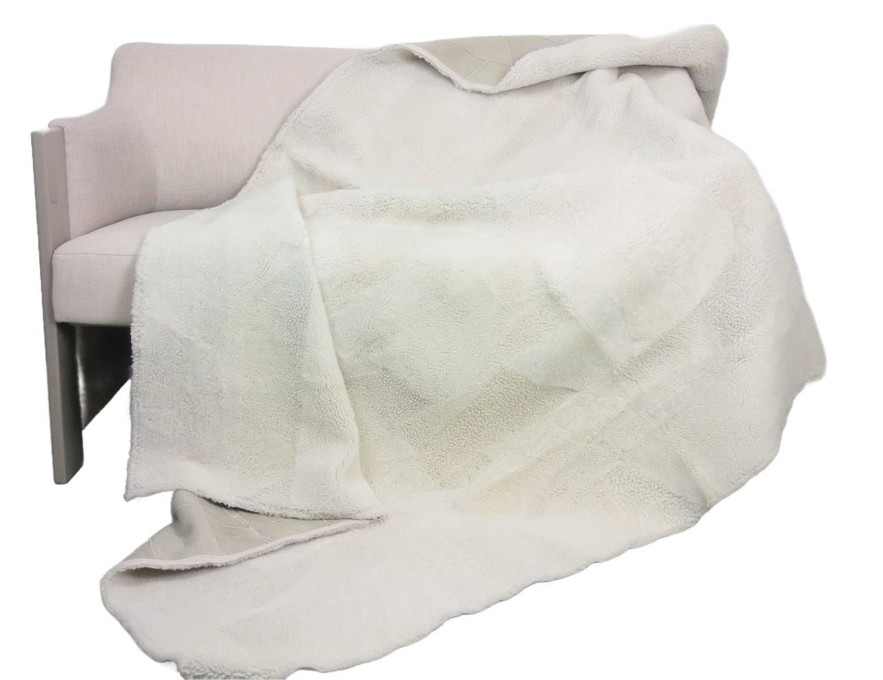 Lammfelldecke in mehreren Farben, curly Lamm, Weiß oder Cognac Weiss