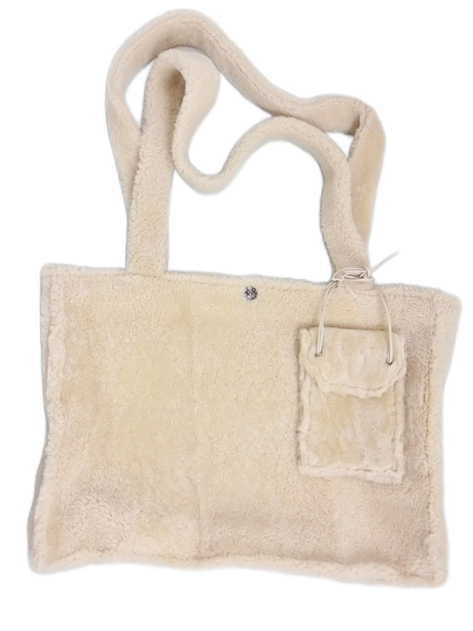 Shopper Tasche aus Lammfell mit Handytasche Beige
