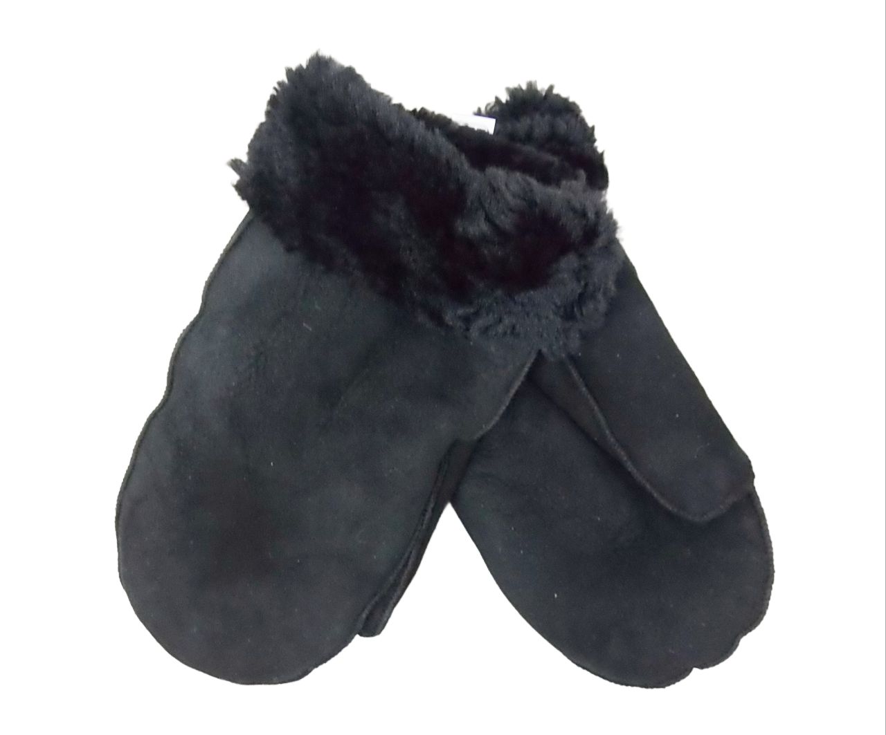 Fellhandschuhe, Fausthandschuhe, Damen und Herren, Schwarz L