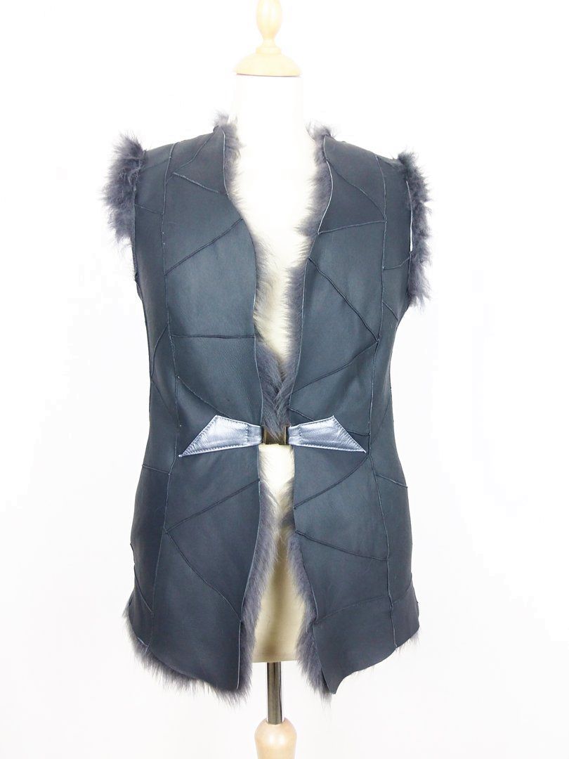 Damen Wendeweste Toscanafell, Grau Grau 48