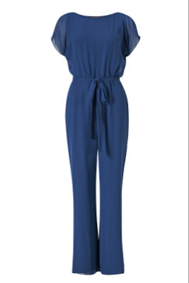 Swing Jumpsuit aus nachhaltigem Chiffon - navy - 48